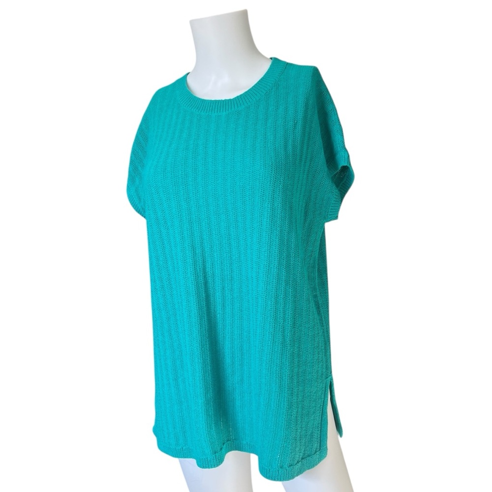 J Jill Wearever Collection Knit Top Teal Short Sleeve Womens Size Small S